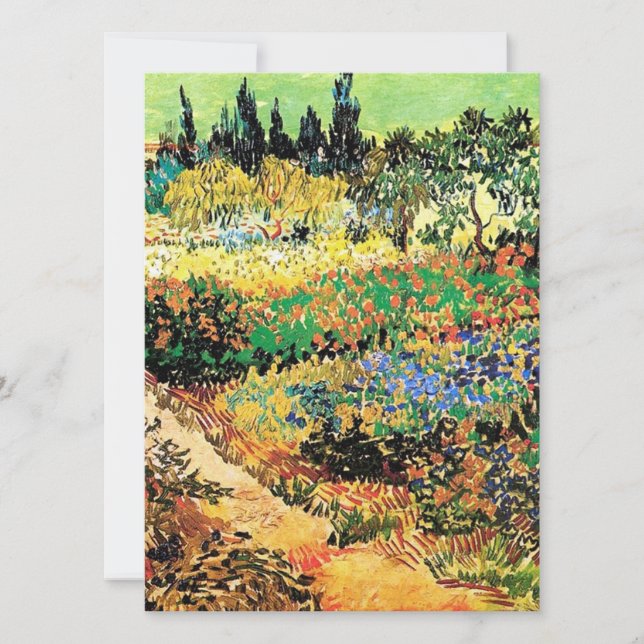 Convite Convites. Jardim florido com caminho (Frente)