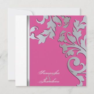 Convite Convocação Caseira, Silver Sparkle Floral Swirls