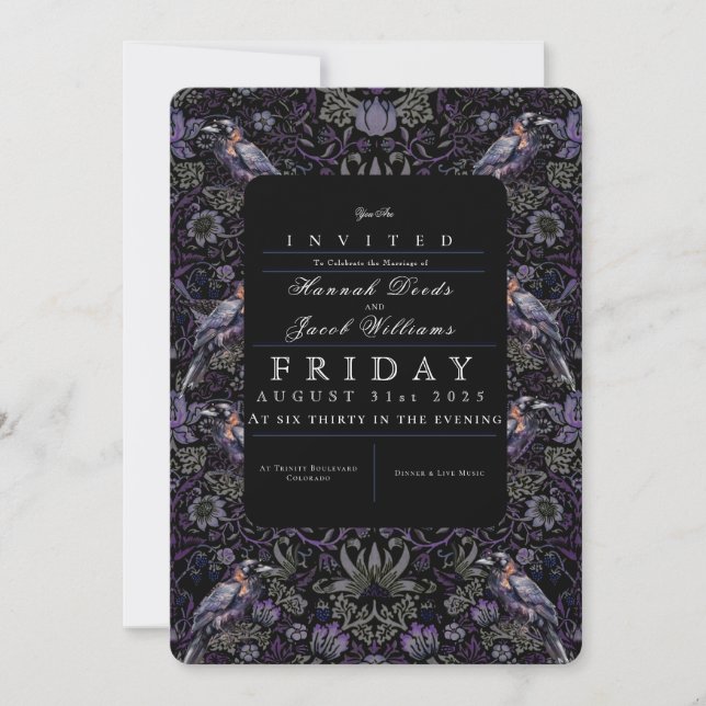 Convite Convocação Casual de Raven William Morris (Frente)