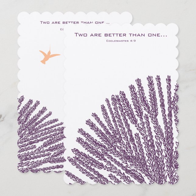 Convite Convocação Cristã para o Casamento Hummigbird Plum (Frente/Verso)