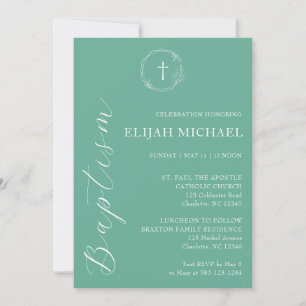 Convite Convocação da Cruz de Batismo Branco Elegante
