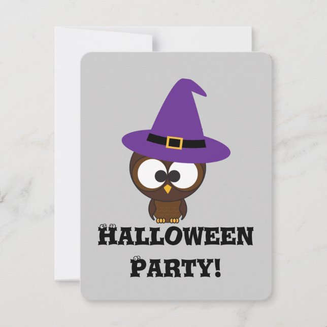 Convite Convocação da Festa do Dia das Bruxas de Coruja Bo (Frente)