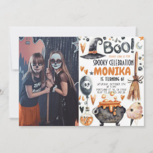 Convite Convocação de Aniversário da Bruxa de Halloween Ca