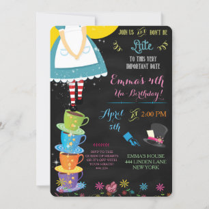 Convite Convocação de Aniversário de Alice no País das