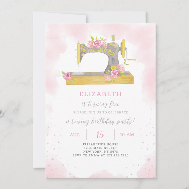 Convite Convocação de Aniversário de Costura (Frente)