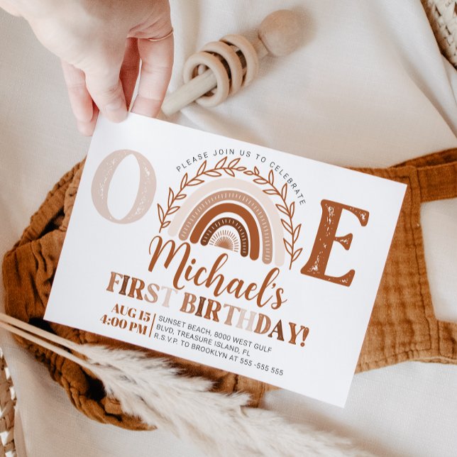 Convite Convocação de Aniversário do Boho Rainbow, Terraco (Criador carregado)