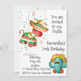 Convite Convocação de aniversário feliz para Pinata Fiesta