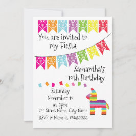 Convite Convocação de aniversário feliz para Pinata Fiesta