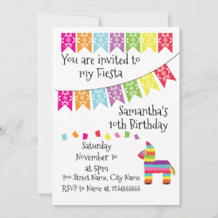 Convite Convocação de aniversário feliz para Pinata Fiesta