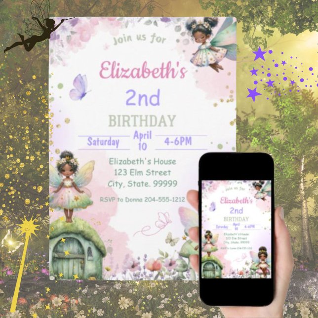 Convite Convocação de Aniversário para Fada Negra (Criador carregado)