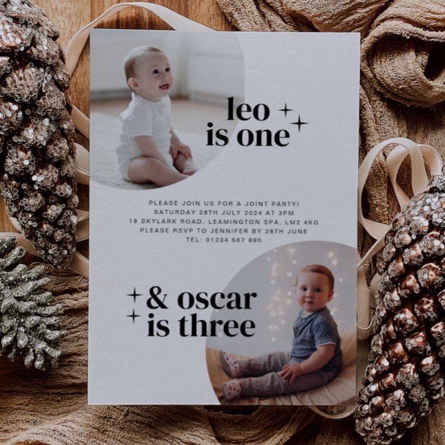 Convite Convocação de Aniversário para Rapazes Conjuntos (Criador carregado)