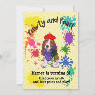 Convite Convocação de Arte de Aniversário para Cachorros d