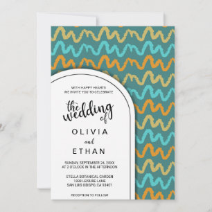 Convite Convocação de Casamento Chic com Padrão Colorido