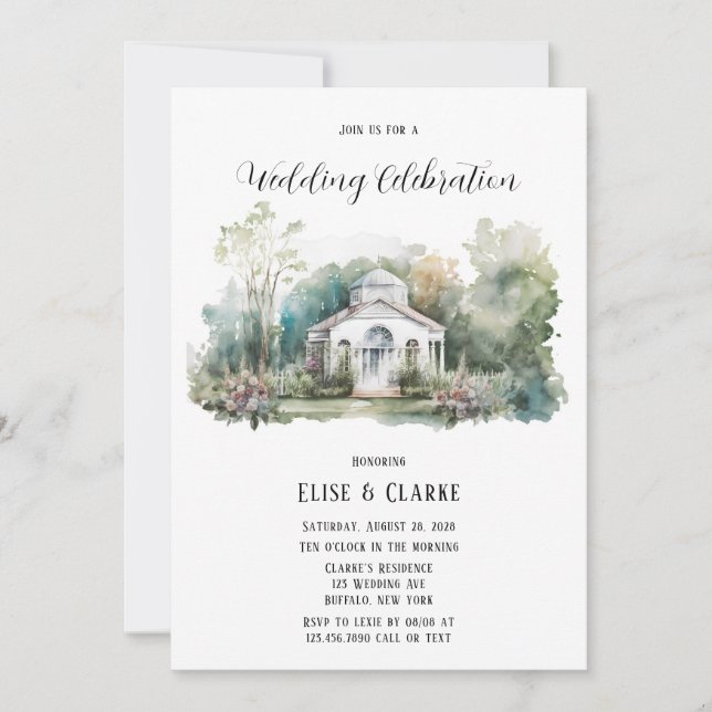 Convite Convocação De Casamento Da Pequena Igreja Branca E (Frente)