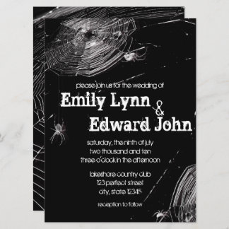 Convite Convocação de Casamento de Cobwebs e Aranhas Branc