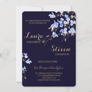 Convite Convocação de Casamento de Flores Roxas