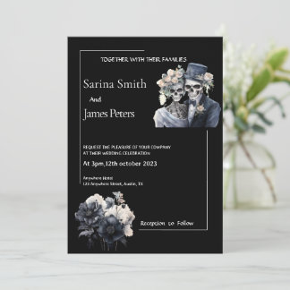 Convite Convocação de Casamento de Halloween Gótico Floral
