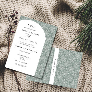 Convite Convocação de Casamento de Padrão Verde Elegante S