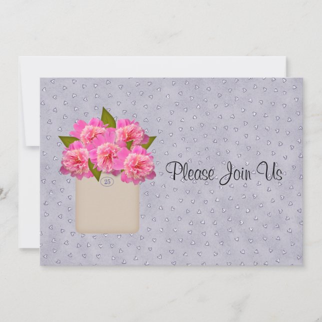 Convite Convocação De Casamento De Peônias (Frente)