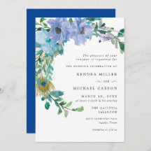 Convocação de Casamento Floral Azul de Sapphire