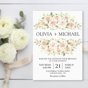 Convite Convocação de Casamento Minimalista para Rosas Bra