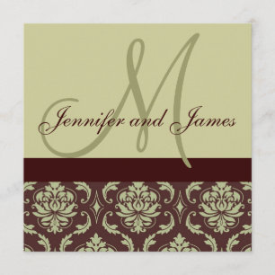 Convite Convocação de Casamento Monograma Taupe Brown Dama