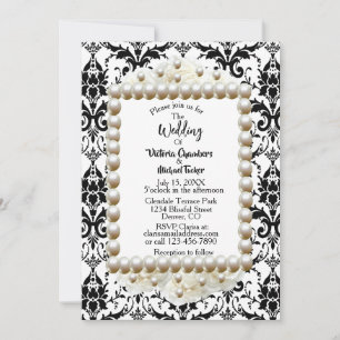 Convite Convocação de Casamento Pearl do Damasco Branco pr
