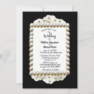Convite Convocação de Casamento Pearl do Damasco Branco pr