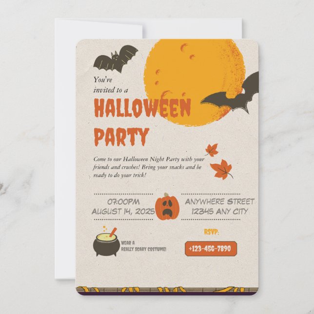 Convite Convocação de Festa de Dia das Bruxas (Frente)