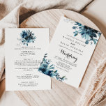 Convite Convocação de Frente Floral Minimalista e Casament<br><div class="desc">Este convite para casamento floral minimalista é perfeito para um casamento moderno. A design exibe índigo,  marinho,  flores azuis lindamente pintadas à mão,  inspirando elegância e beleza artística. Salve o papel,  incluindo mais detalhes na parte traseira do convite em vez de em uma placa de gabinete separada.</div>