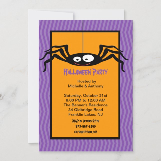 Convite Convocação de Halloween de Aranha (Frente)