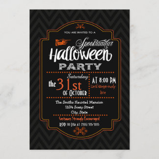 Convite Convocação de Halloween para Chevron e Typografia