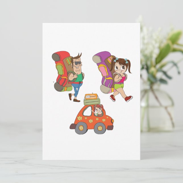 Convite Convocação De Turistas Com Mochilas (Em pé/Frente)