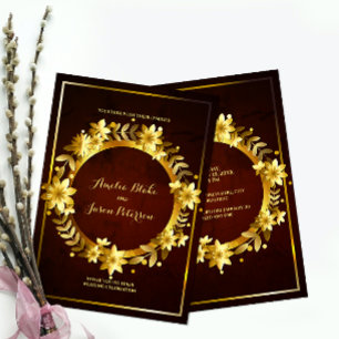 Convite Convocação Dourada para Casamento de Quadro Regal