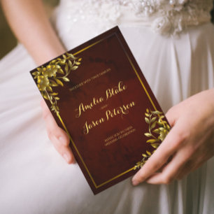Convite Convocação Dourada para Casamento de Quadro Regal
