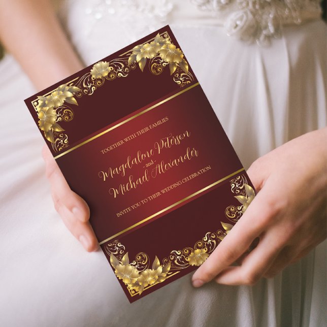 Convite Convocação Dourada para Casamento de Quadro Regal  (Criador carregado)