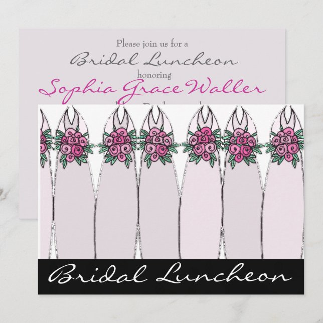 Convite Convocação Flat Bridal Luncheon (Frente/Verso)