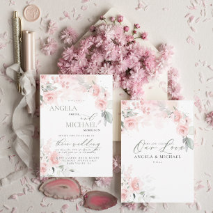 Convite Convocação Floral Elegante Boho Blush Rosa