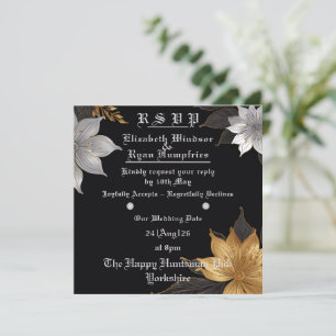 Convite Convocação Floral Elegante Dourada e Prata