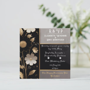 Convite Convocação Floral Elegante Dourada e Prata