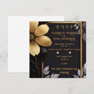 Convite Convocação Floral Elegante Dourada e Prata