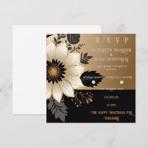 Convite Convocação Floral Elegante Dourada e Prata