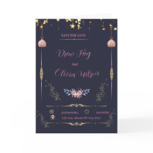 Convocação Floral Elegante Preto e Geométrico