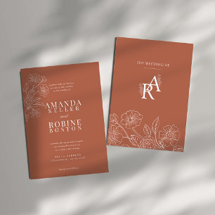 Convite Convocação Floral Minimalista Terracotta
