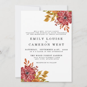 Convite Convocação Floral para Casamento Russo Elegante