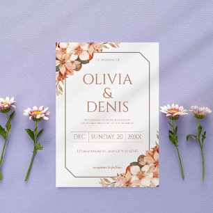 Convite Convocação Floral para Casamento Rustic Boho Fall