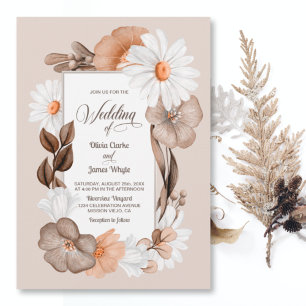 Convite Convocação Floral para Casamento Rustic Boho Fall