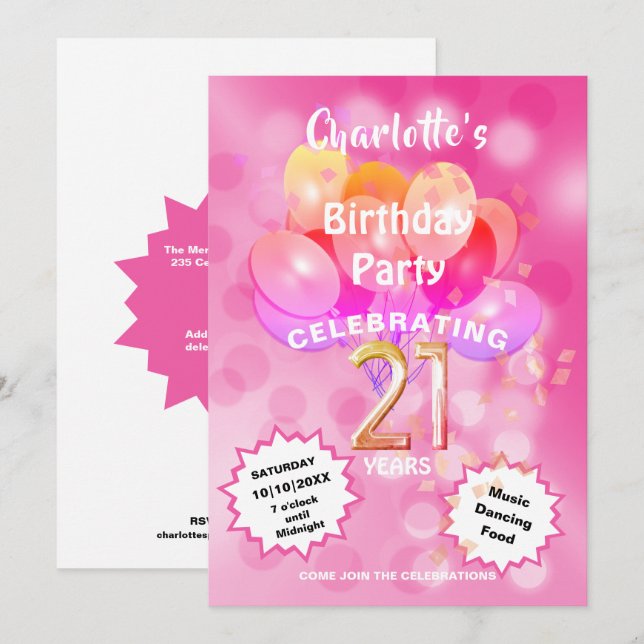 Convite Convocação Glam Sparkle Glitzy de aniversário de 2 (Frente/Verso)