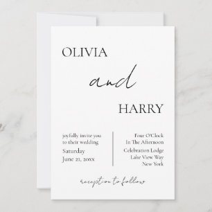 Convite Convocação Mínima Elegante para Casamento Preto