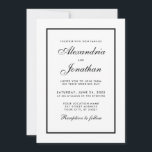 Convite Convocação Negra e Branca para Casamento Elegante<br><div class="desc">Moderno Elegante,  Mas Simples Casamento Preto e Branco</div>